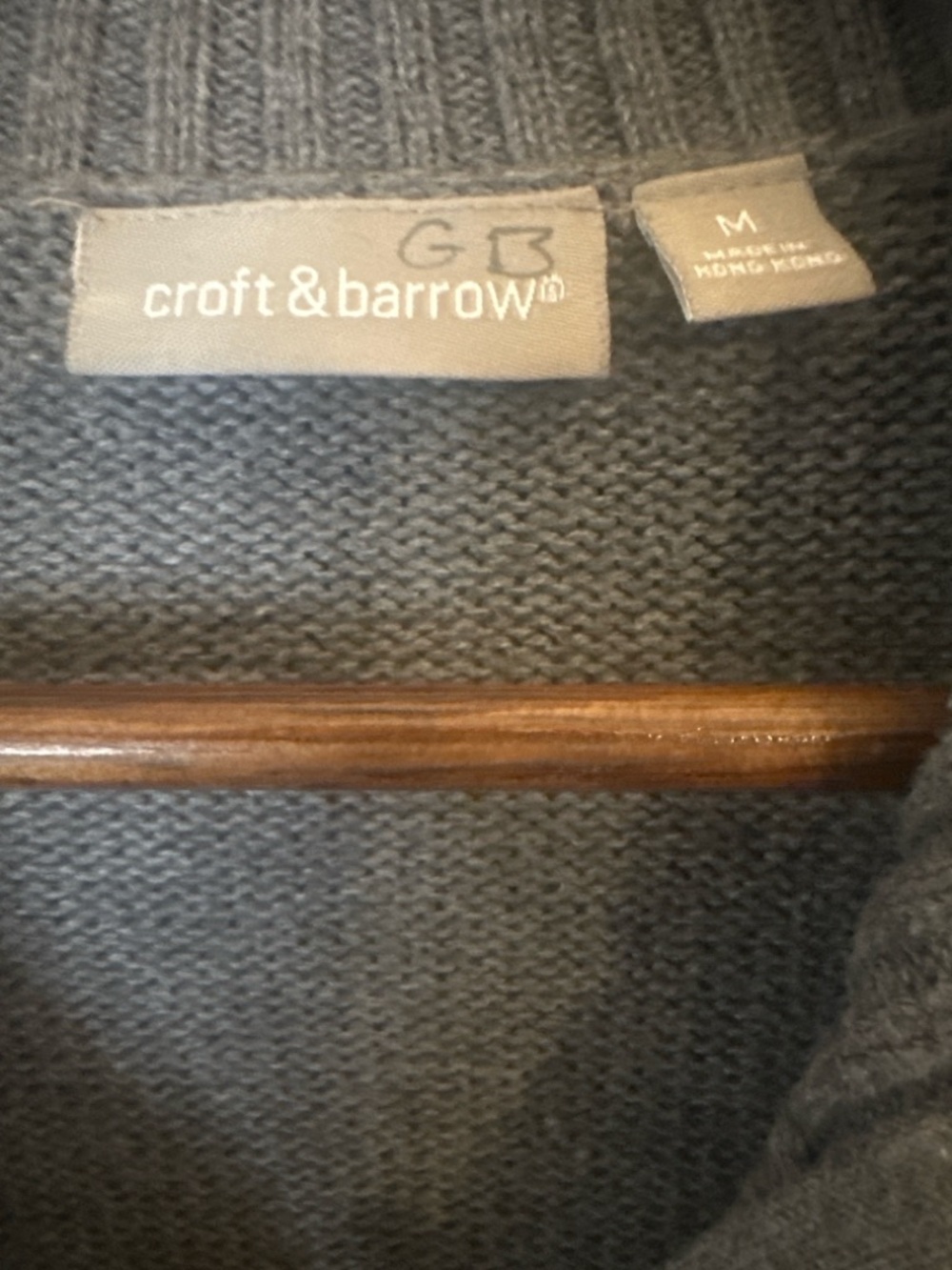Croft & Barrow Gray Cotton Zip Cardigan Sweater Mock Neck Rib Knit Medium - Picture 4 of 8